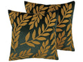 Set di 2 cuscini MISTLETOE Velluto 45 x 45 cm Verde Oro Trama di piante