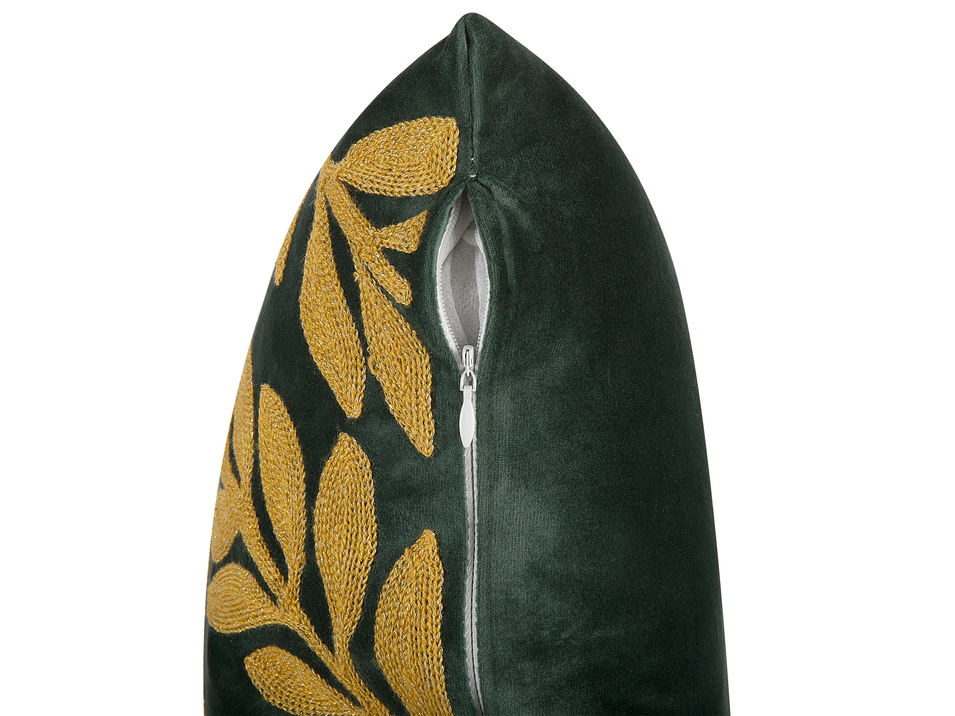 Lot de 2 coussins Velours 45 x 45 cm Vert Doré Motif végétal