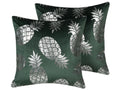 Set di 2 cuscini ASTILBE Velluto 45 x 45 cm Verde scuro Trama di piante