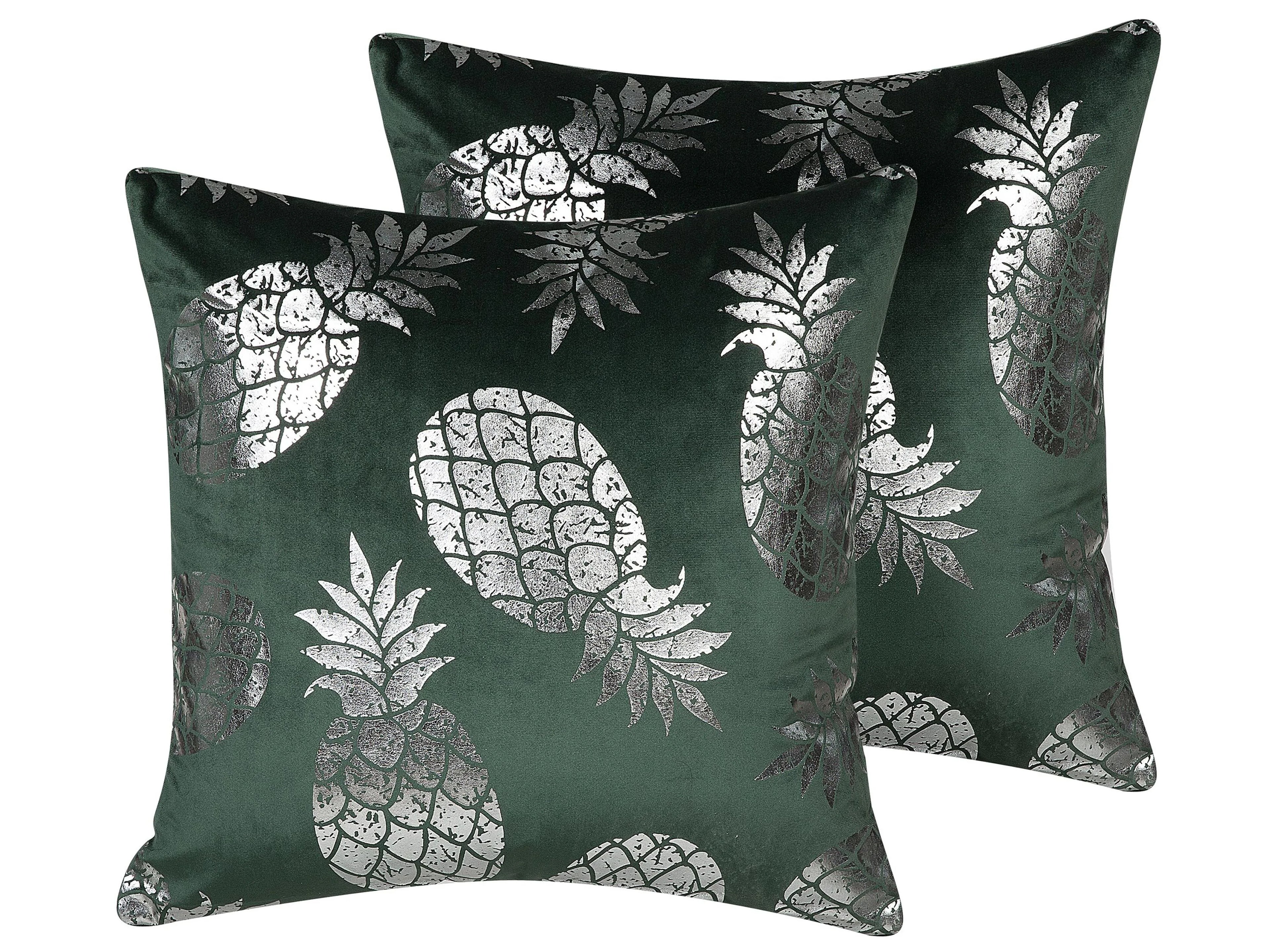 Set di 2 cuscini ASTILBE Velluto 45 x 45 cm Verde scuro Trama di piante