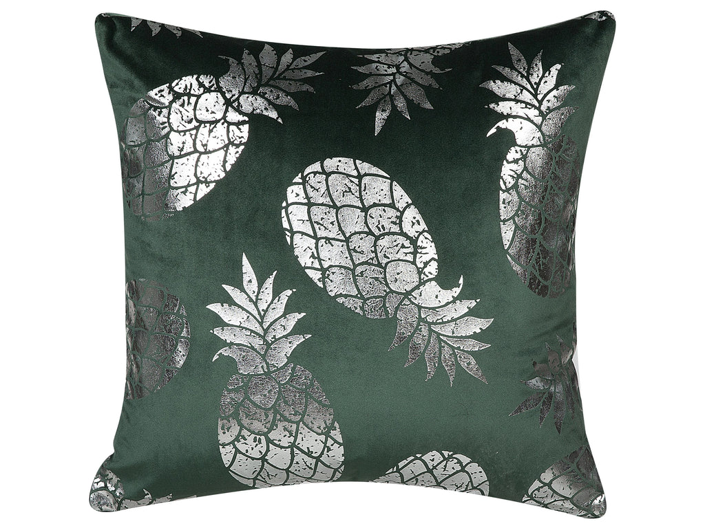Lot de 2 coussins Velours 45 x 45 cm Vert foncé Motif végétal