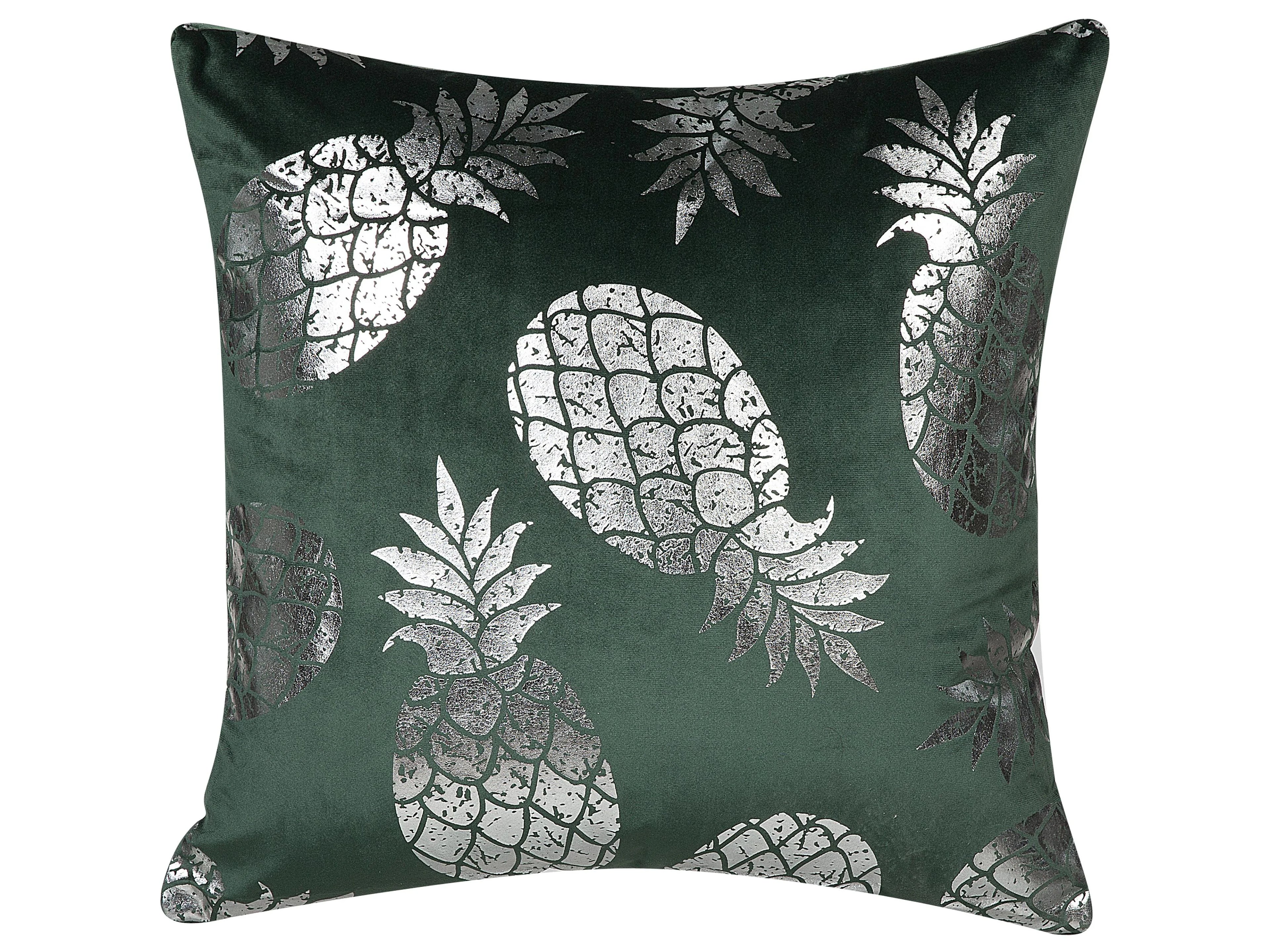 Lot de 2 coussins Velours 45 x 45 cm Vert foncé Motif végétal