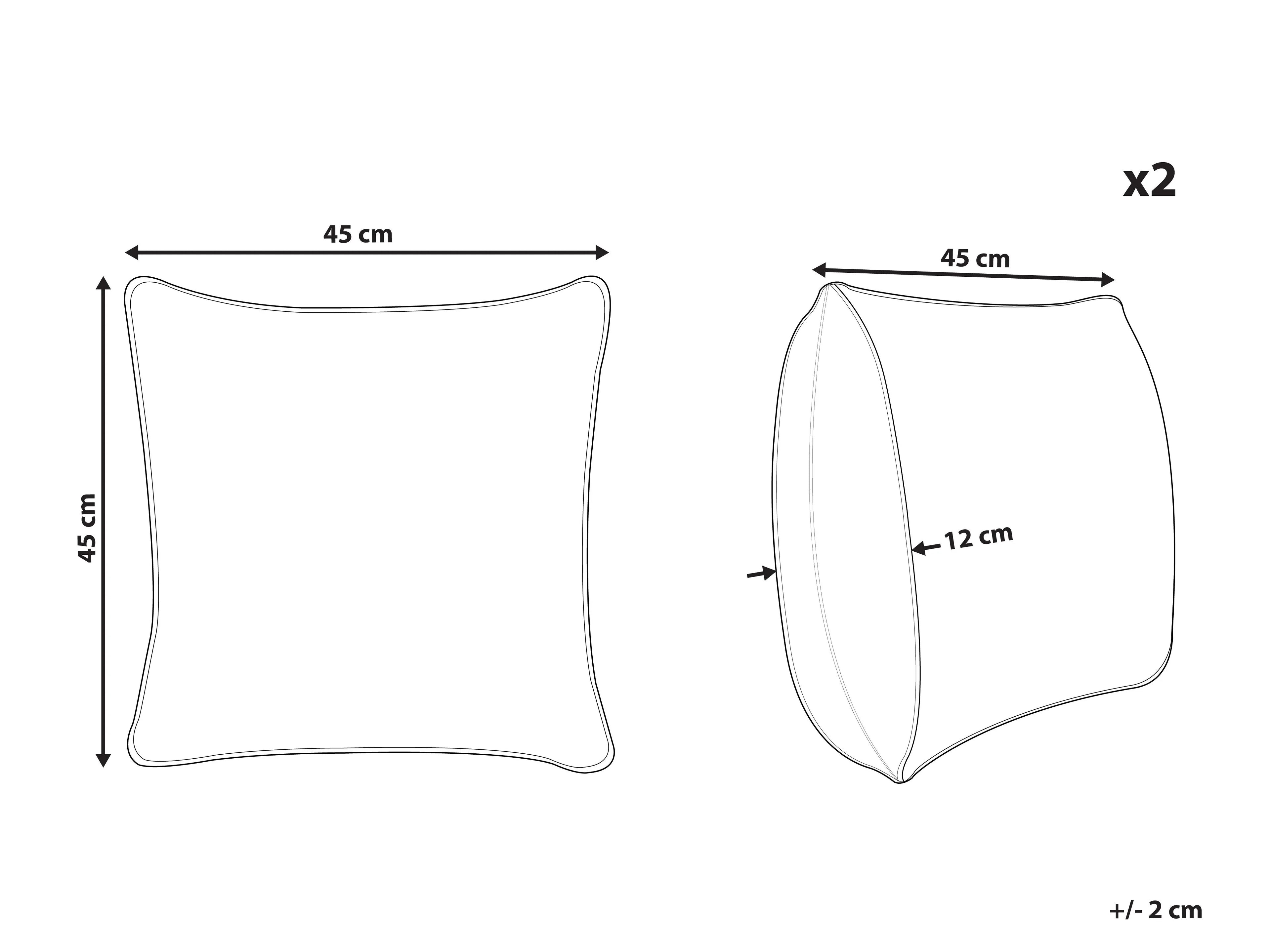 Lot de 2 coussins Velours 45 x 45 cm Vert foncé Motif végétal