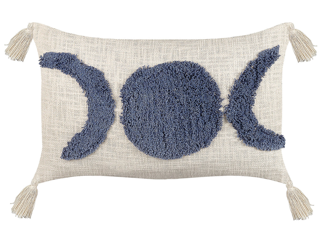 Cuscino decorativo LUPINUS Cotone 55 x 35 cm Beige chiaro Trama geometrica