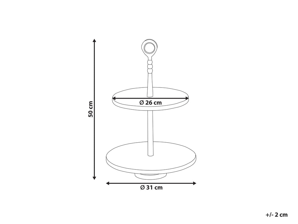 Présentoir à gâteaux à 2 étages en marbre blanc et or 31x50 cm – Aluminium, Fait à la main