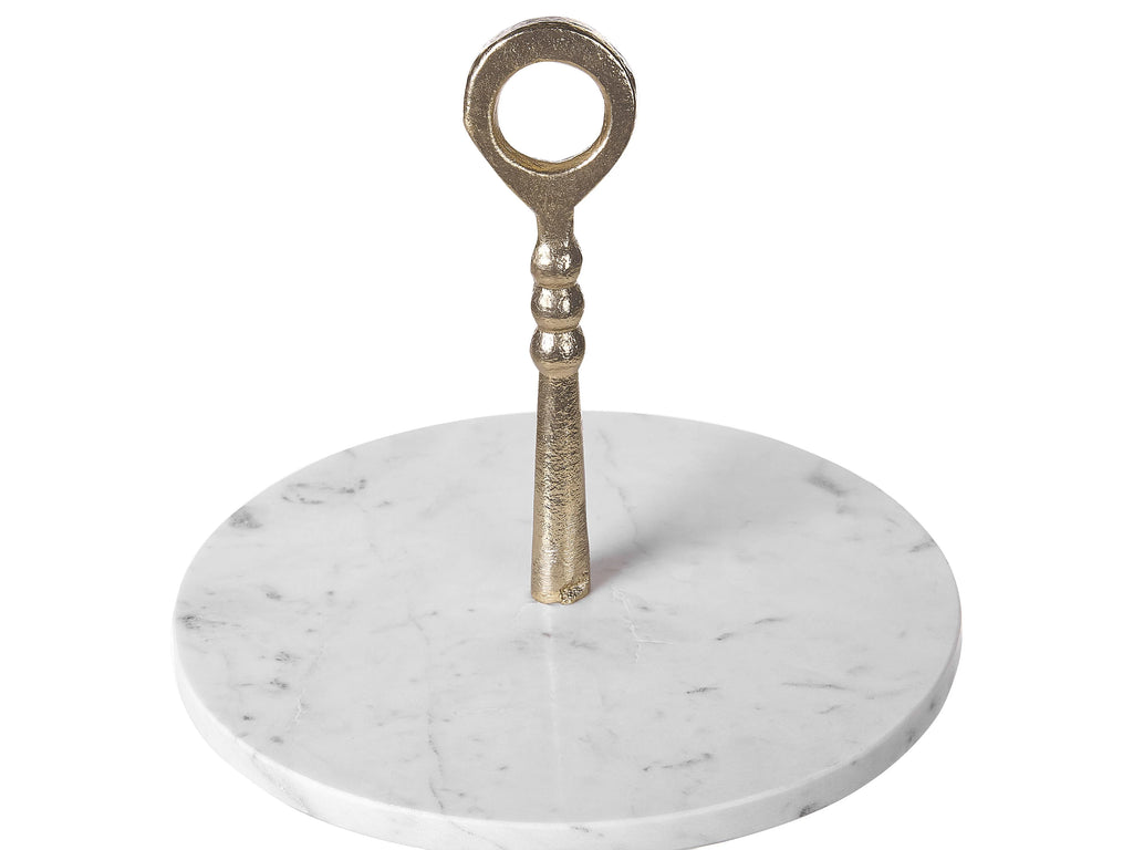Présentoir à gâteaux à 2 étages en marbre blanc et or 31x50 cm – Aluminium, Fait à la main