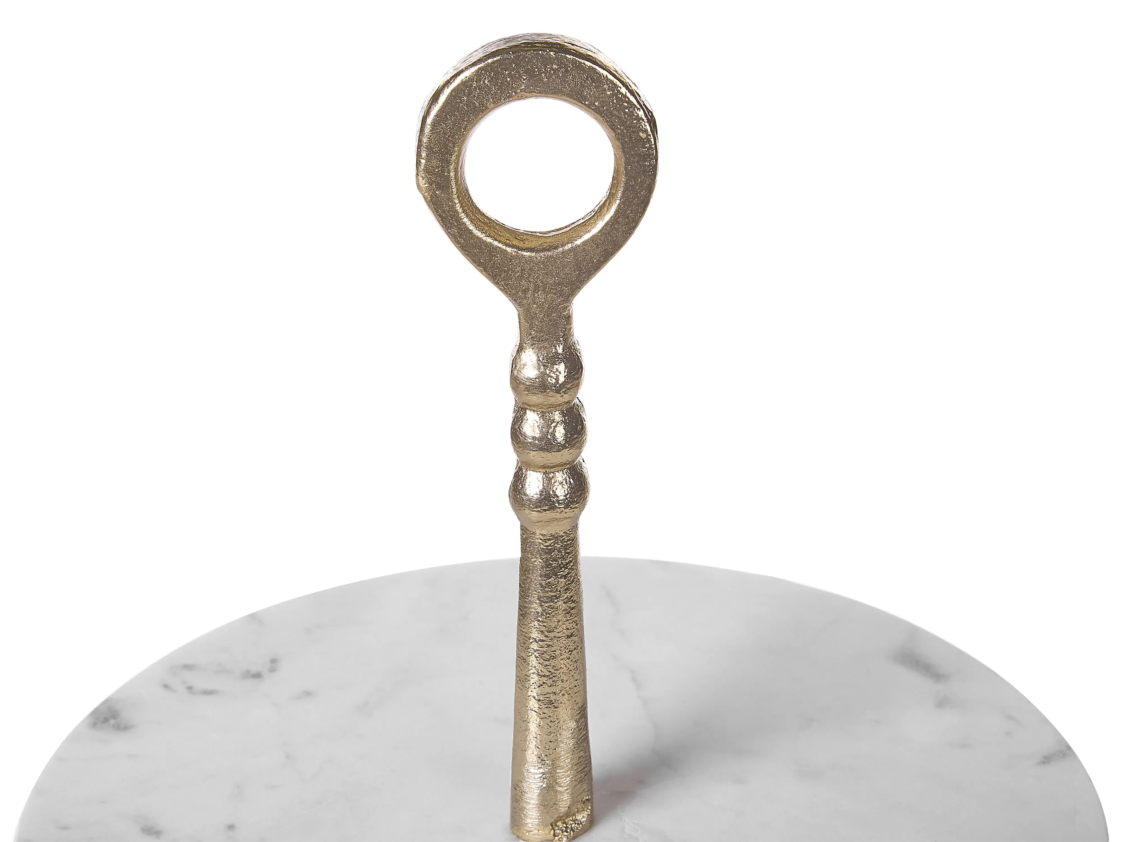 Présentoir à gâteaux à 2 étages en marbre blanc et or 31x50 cm – Aluminium, Fait à la main