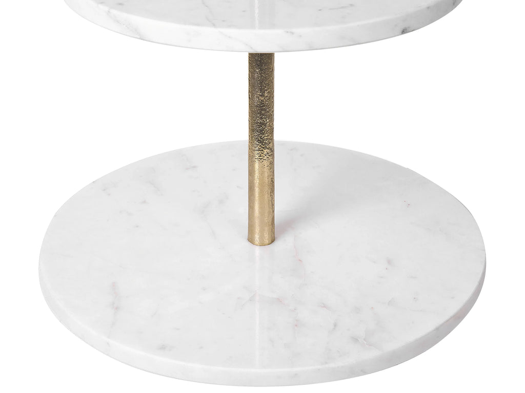 Présentoir à gâteaux à 2 étages en marbre blanc et or 31x50 cm – Aluminium, Fait à la main