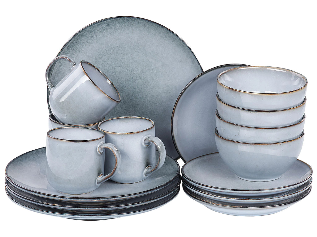 Set di 16 stoviglie JUNIPER Gres porcellanato Azzurro
