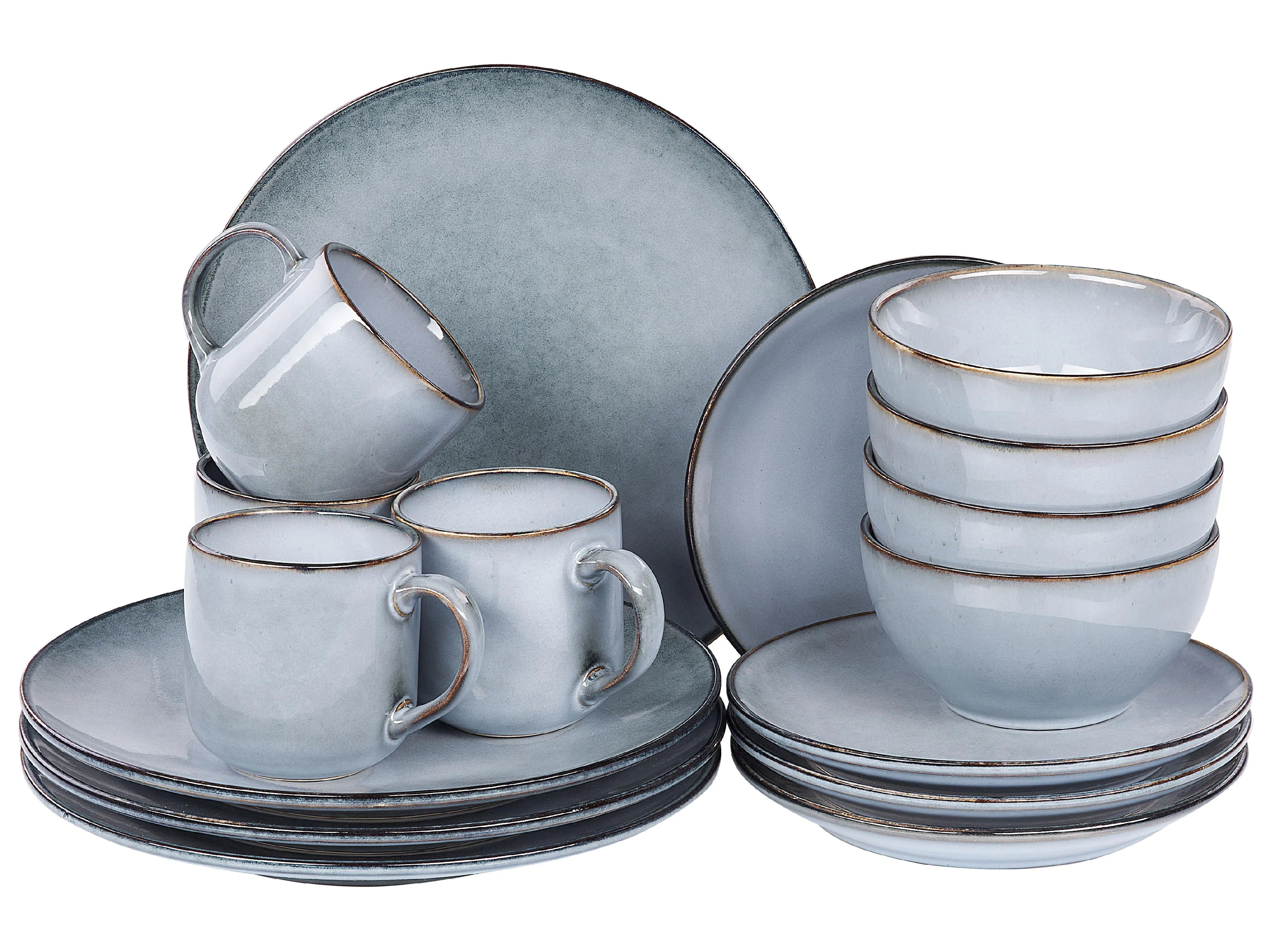 Set di 16 stoviglie JUNIPER Gres porcellanato Azzurro