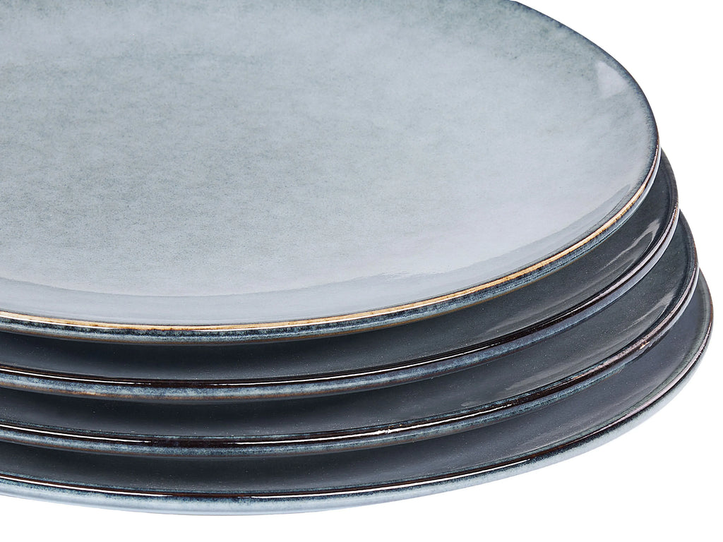 Set de vaisselle de 16 pièces en grès cérame bleu azur