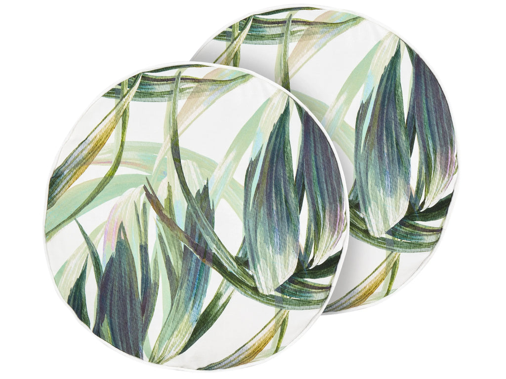 Set di 2 cuscini da esterno CALDERINA Trama di piante 40 x 40 cm Verde