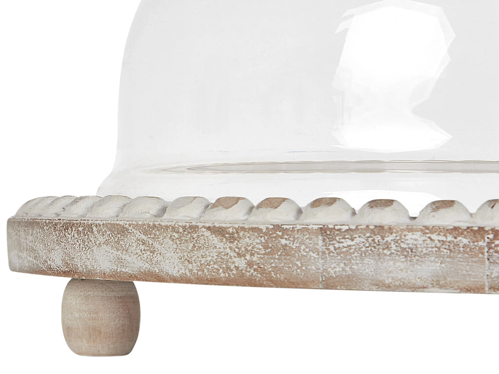 Présentoir à gâteau en bois de manguier avec couvercle en verre 29x16 cm – Marron clair, Fait à la main