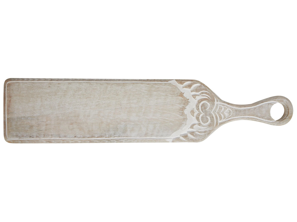 Plateau de service en bois de manguier marron clair 62x14 cm – Fait à la main, Style naturel