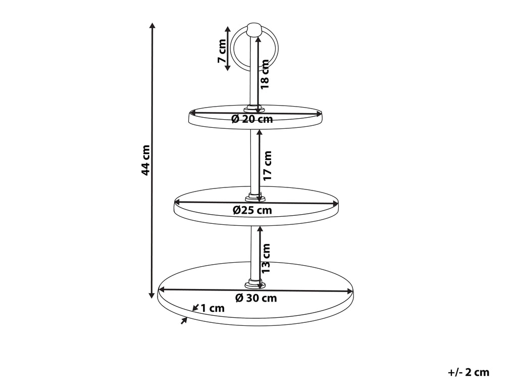 Présentoir à gâteau à 3 étages en marbre blanc et or 30x44 cm – Acier inoxydable, finition polie