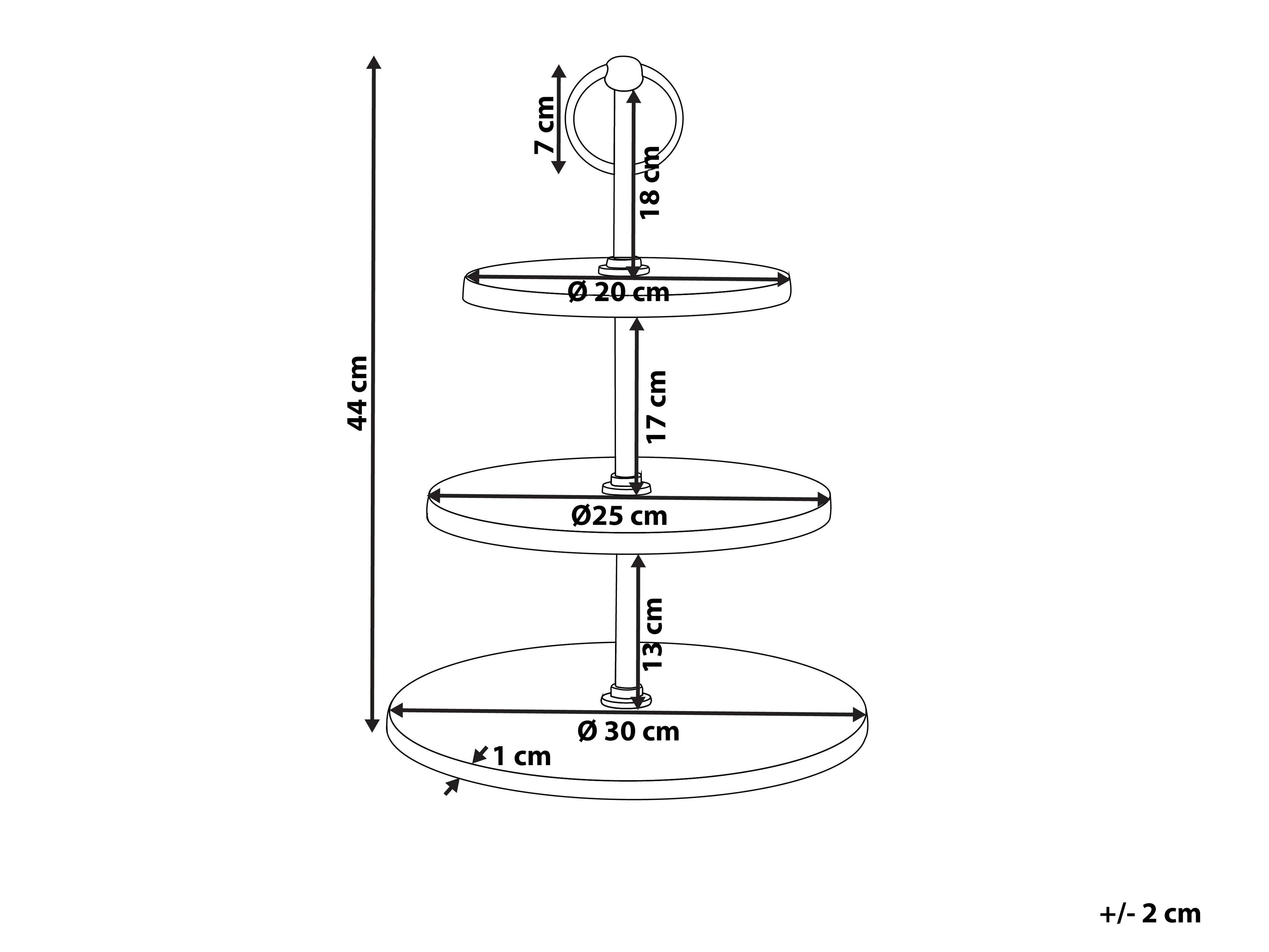 Présentoir à gâteau à 3 étages en marbre blanc et or 30x44 cm – Acier inoxydable, finition polie