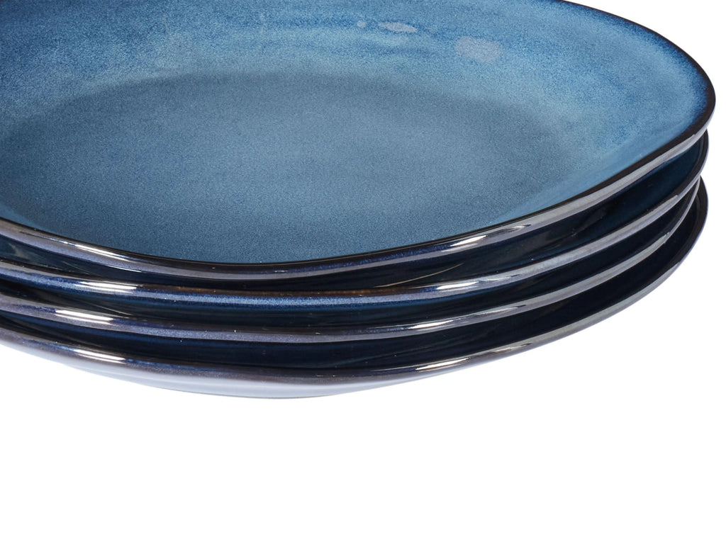 Ensemble de vaisselle en grès cérame, 16 pièces, bleu