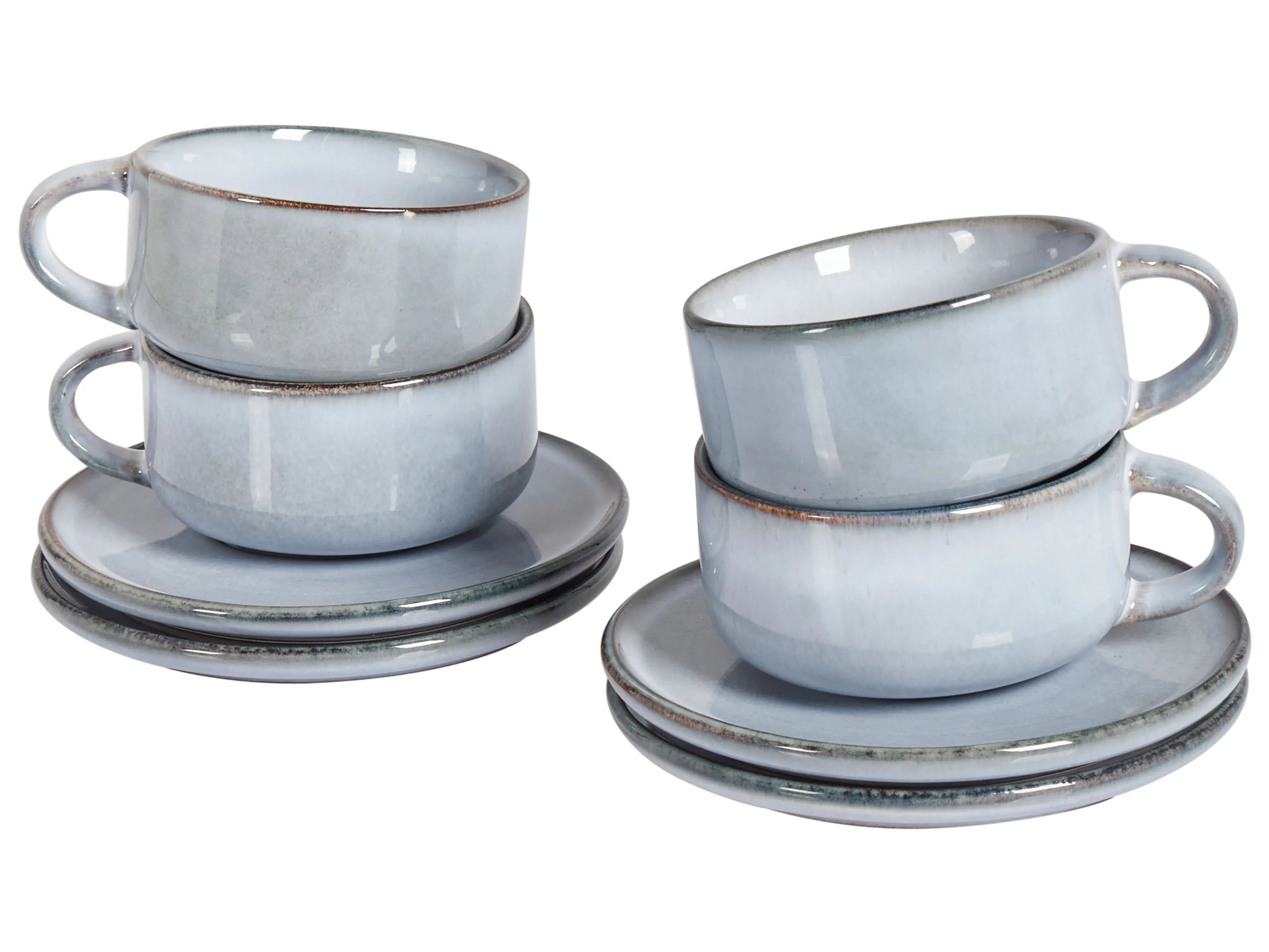 Set di 4 tazze con piattini JUNIPER Gres porcellanato Azzurro