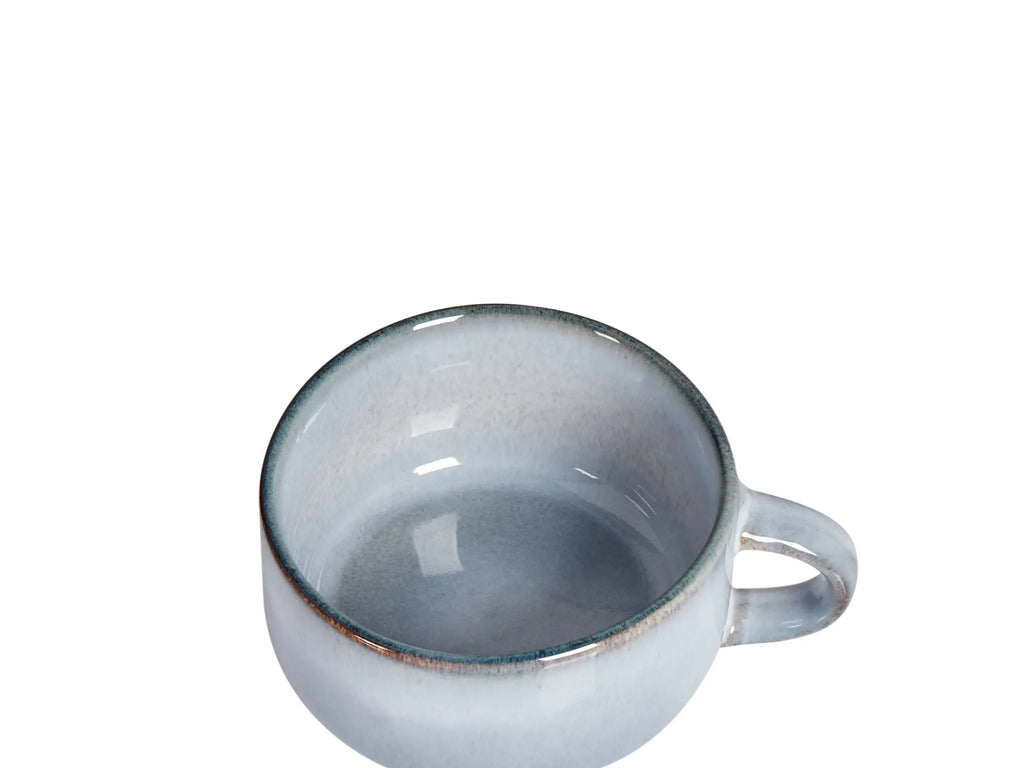 Set de 4 tasses avec soucoupes en grès cérame bleu ciel