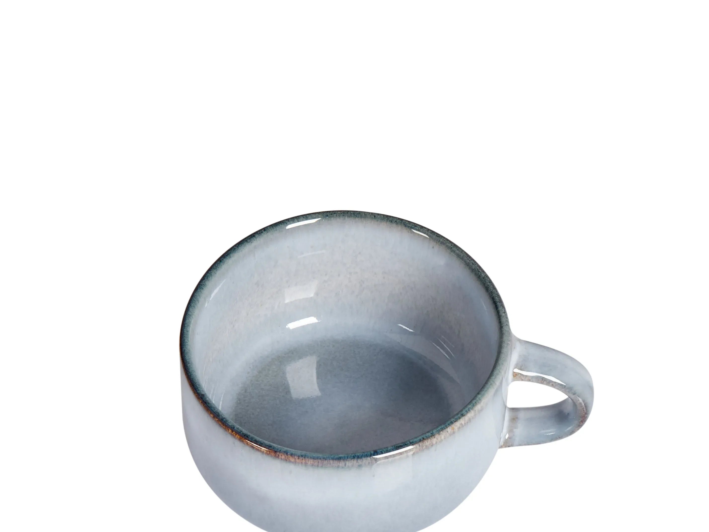 Set de 4 tasses avec soucoupes en grès cérame bleu ciel