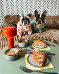 Set de 4 tasses avec soucoupes en grès cérame bleu ciel