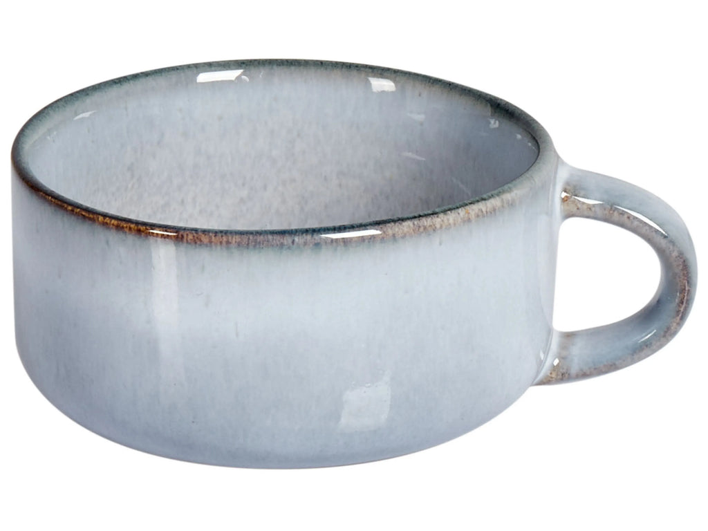 Set de 4 tasses avec soucoupes en grès cérame bleu ciel