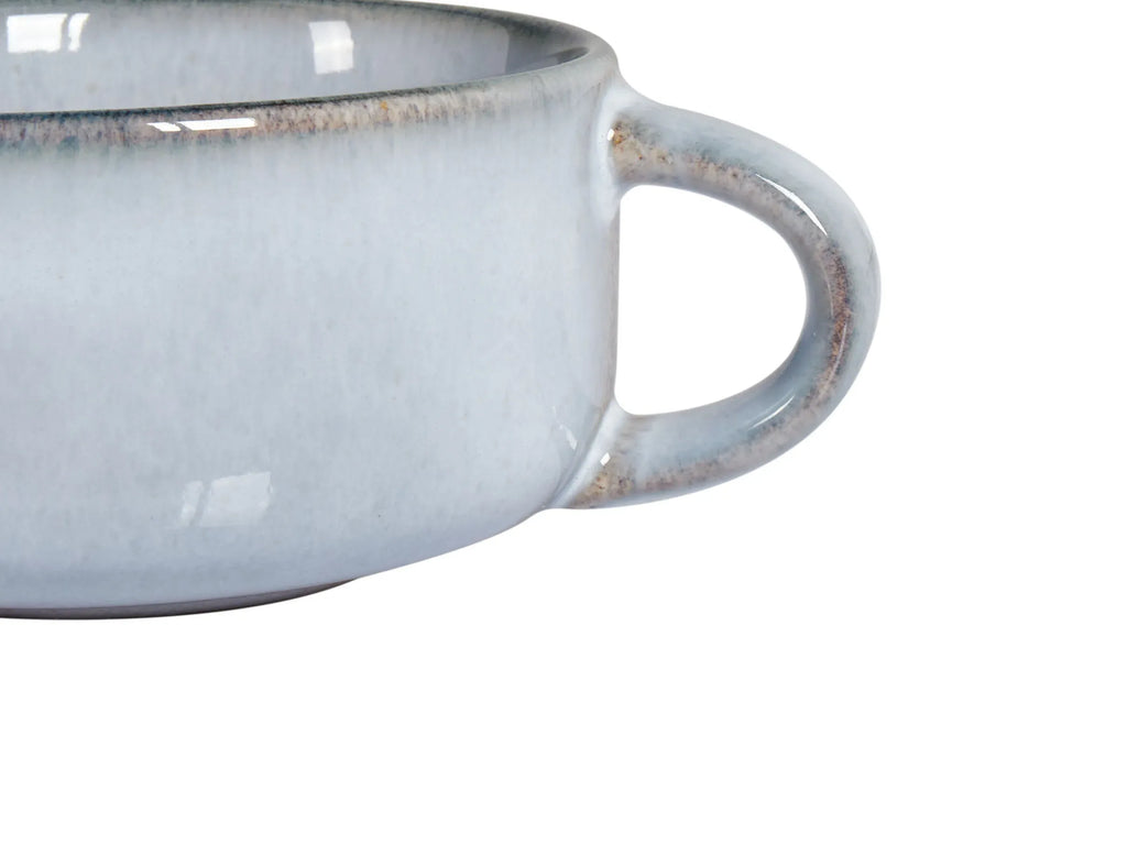 Set de 4 tasses avec soucoupes en grès cérame bleu ciel