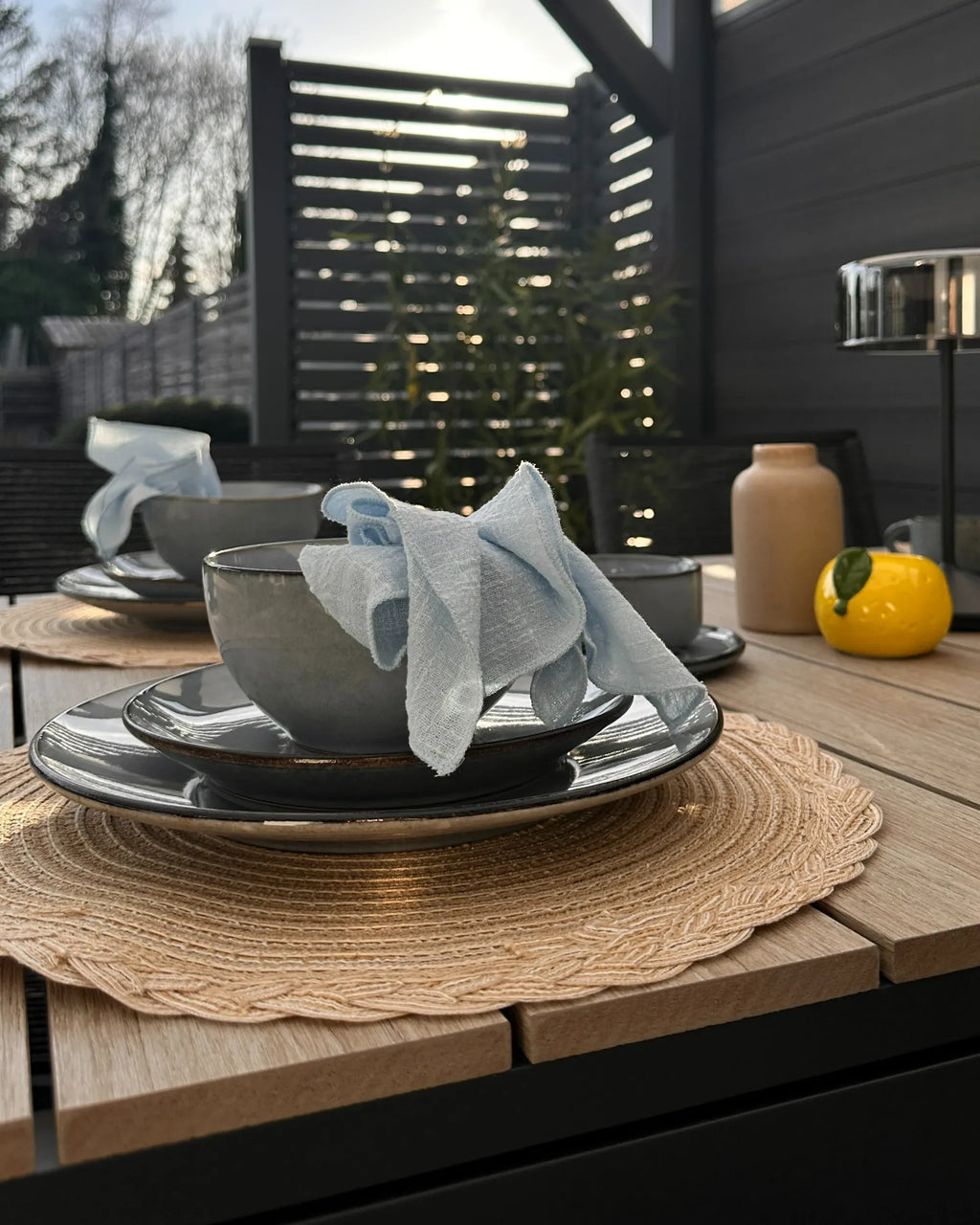 Lot de 4 assiettes à tapas Grès cérame Bleu