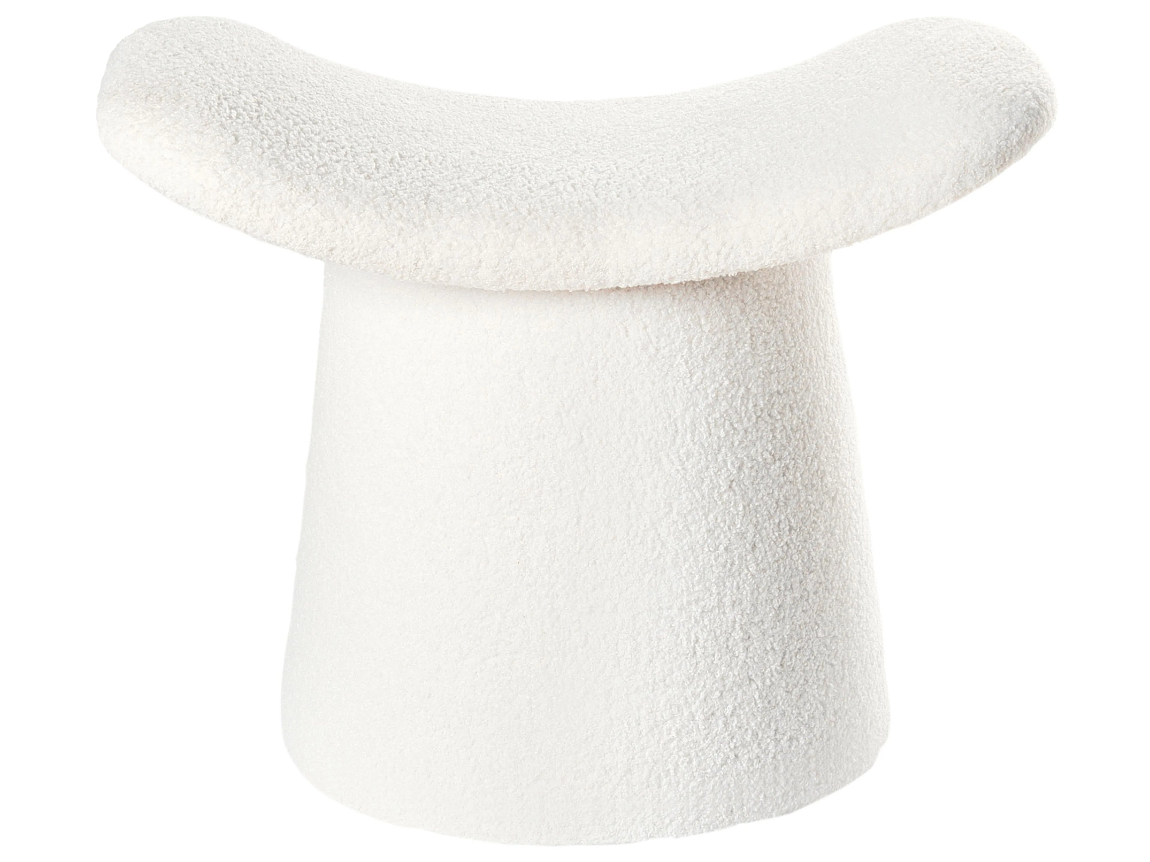 Pouf capitonné en bouclé blanc cassé