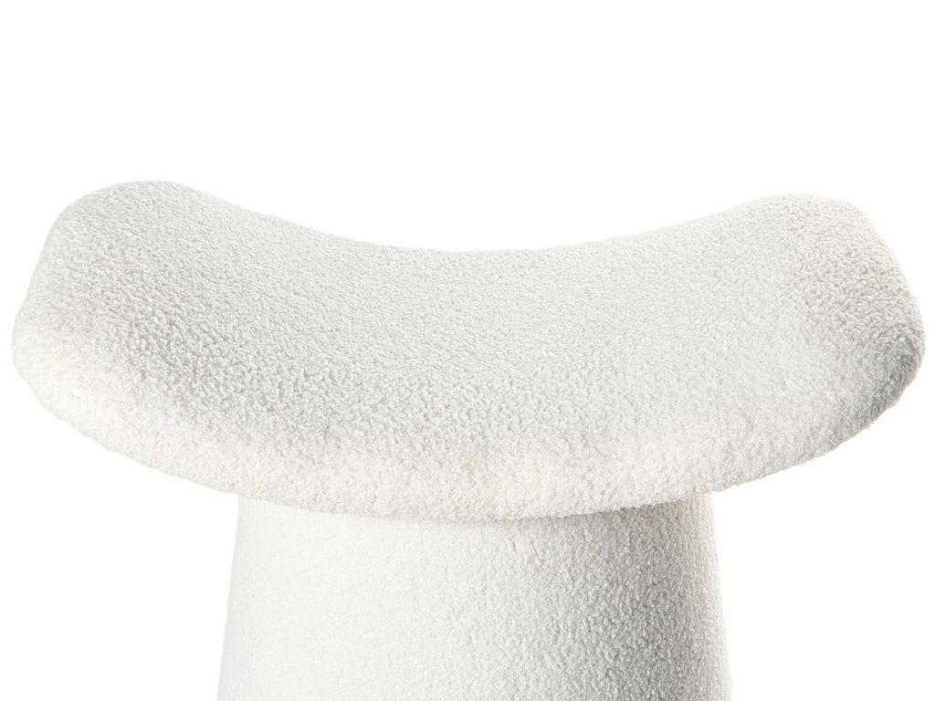 Pouf capitonné en bouclé blanc cassé