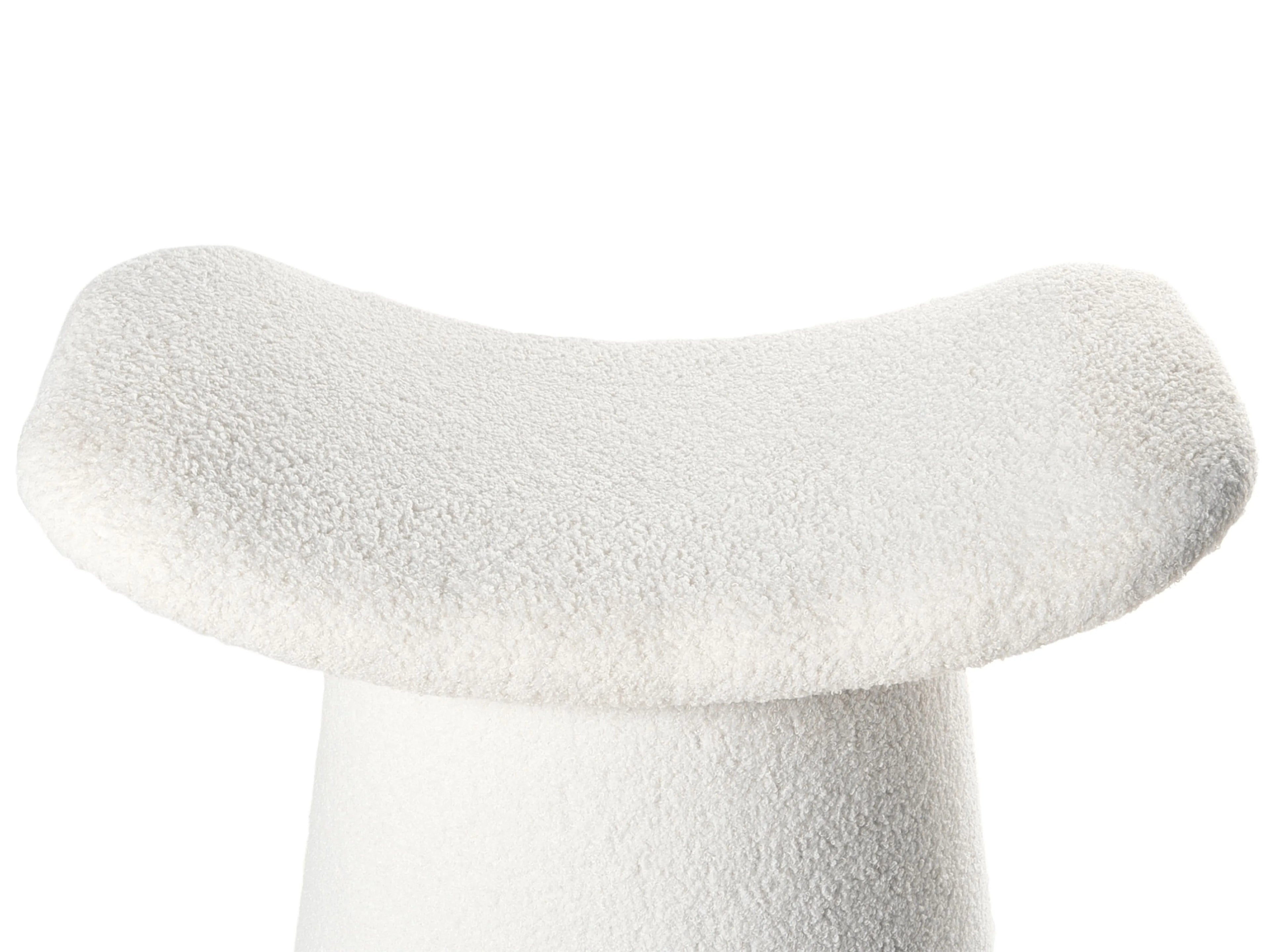 Pouf capitonné en bouclé blanc cassé