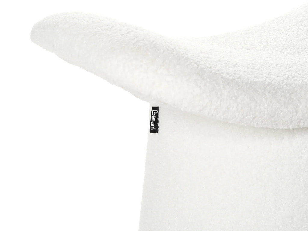 Pouf capitonné en bouclé blanc cassé