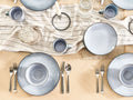 Set de 8 assiettes à dessert en grès cérame bleu azur