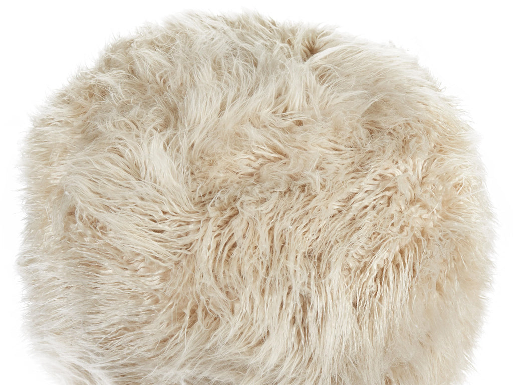 Pouf fausse fourrure beige clair