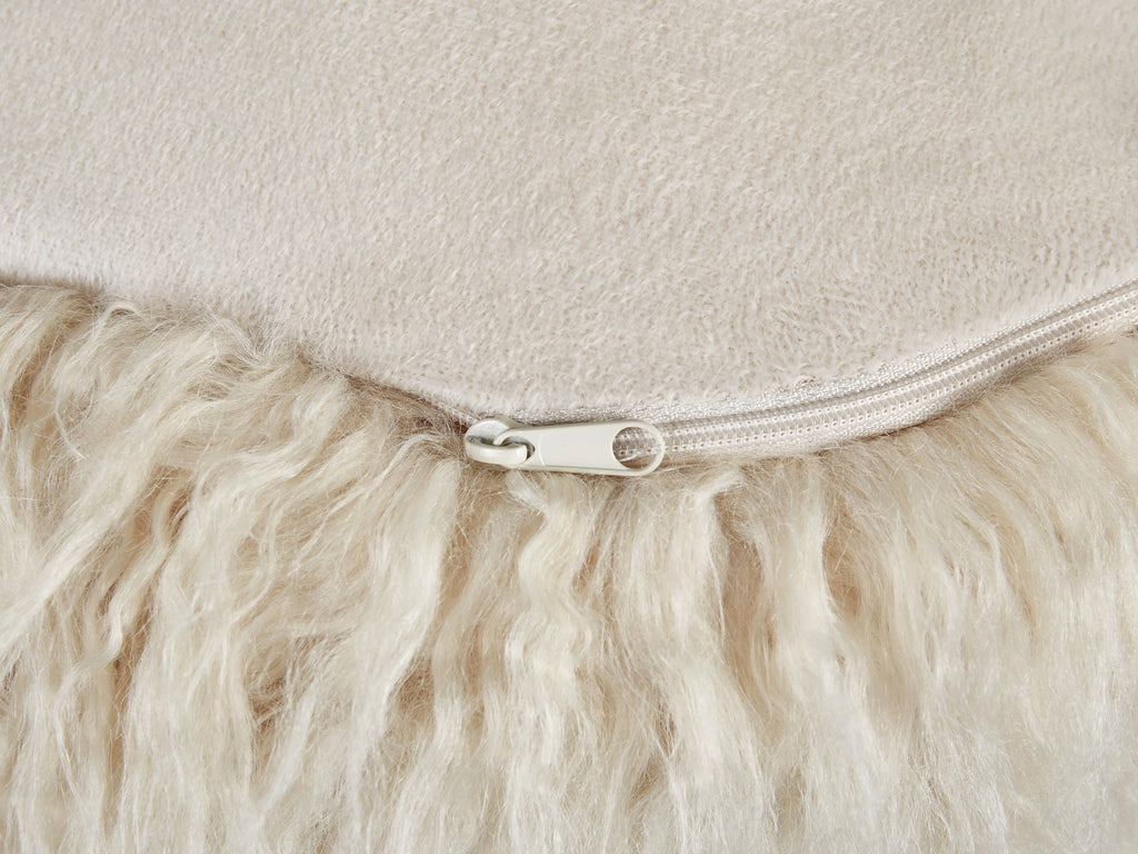 Pouf fausse fourrure beige clair
