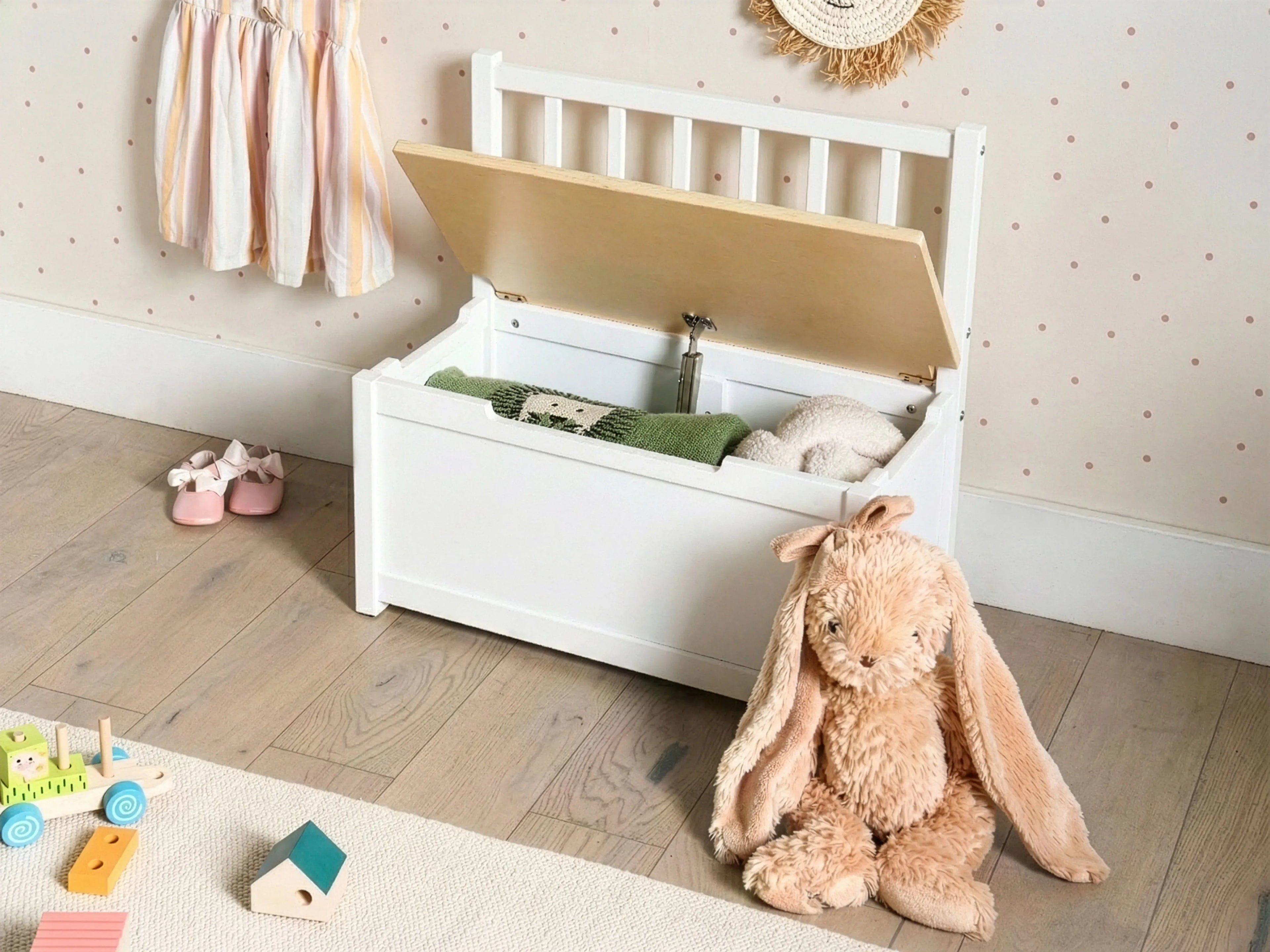 Banc coffre Pin Marron clair/Blanc