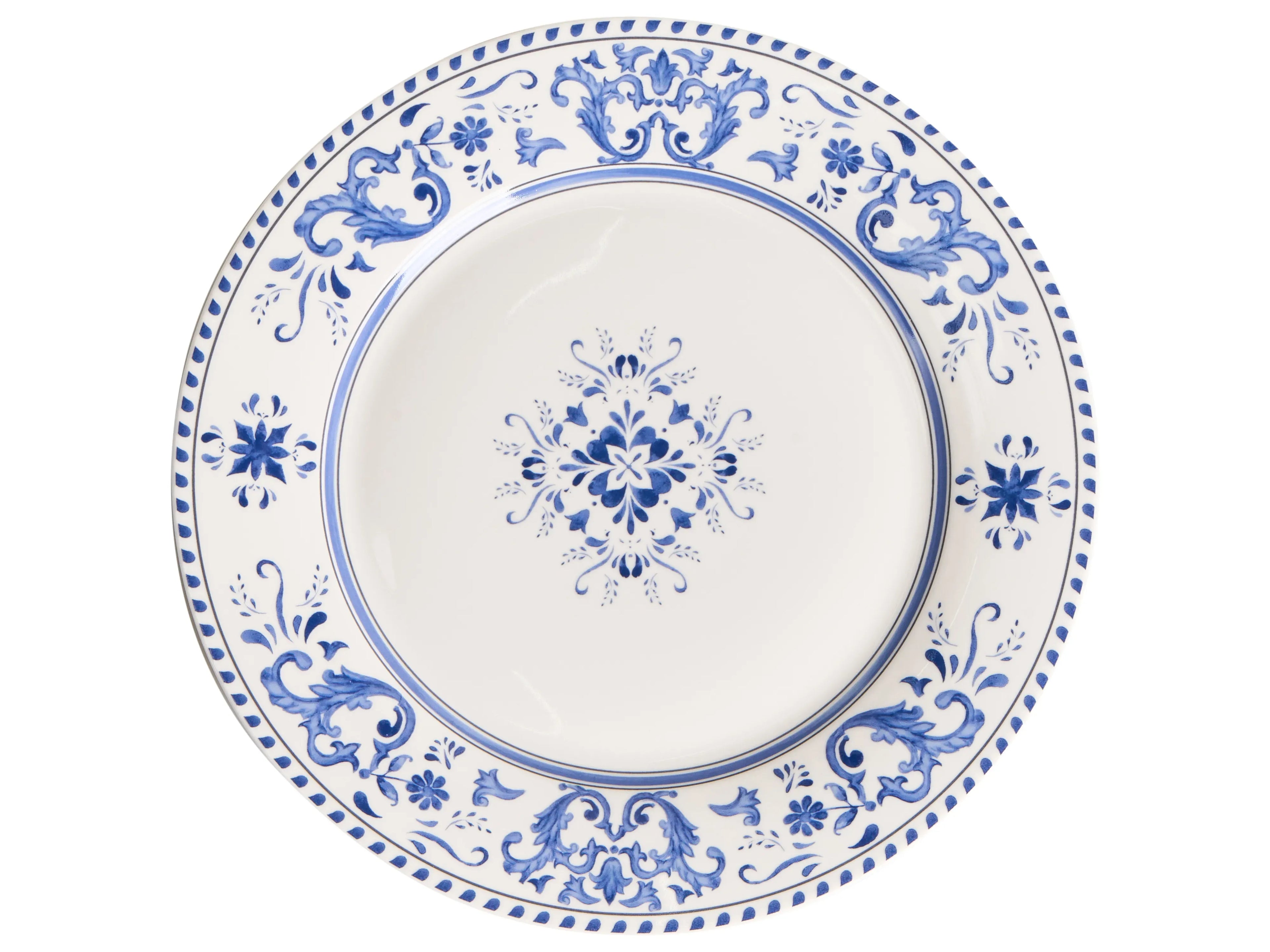 Set de vaisselle 12 pièces Porcelaine Blanc/Bleu