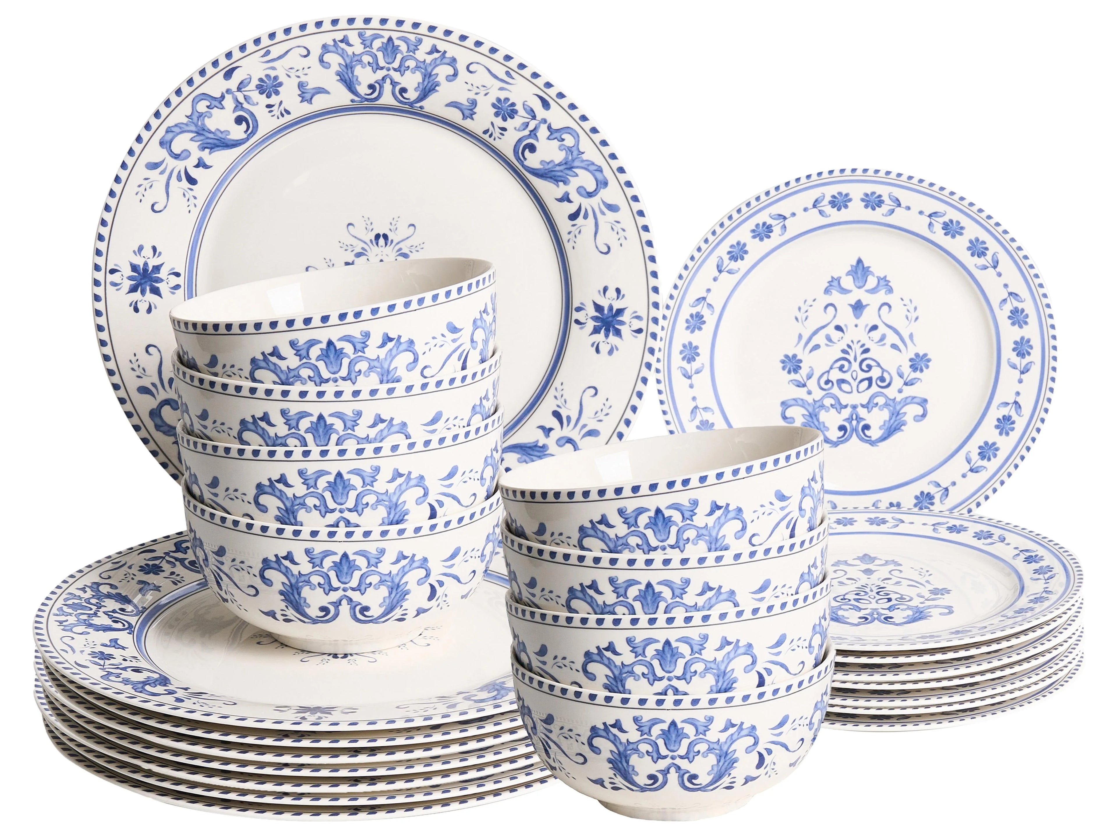 Set di 24 stoviglie GALANGAL Porcellana Bianco/Blu