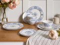 Set de 24 couverts Porcelaine Blanc/Bleu