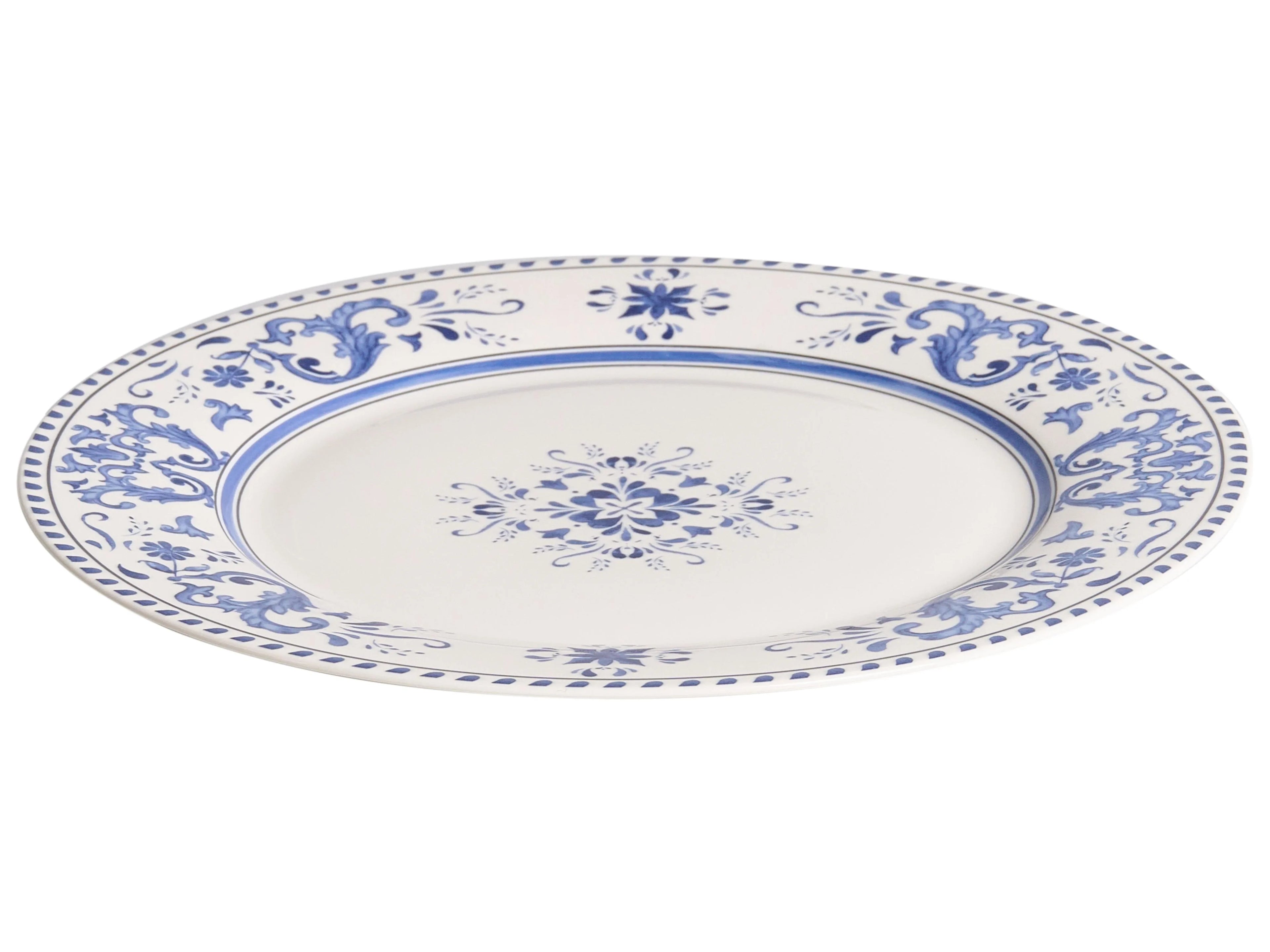 Set de 24 couverts Porcelaine Blanc/Bleu