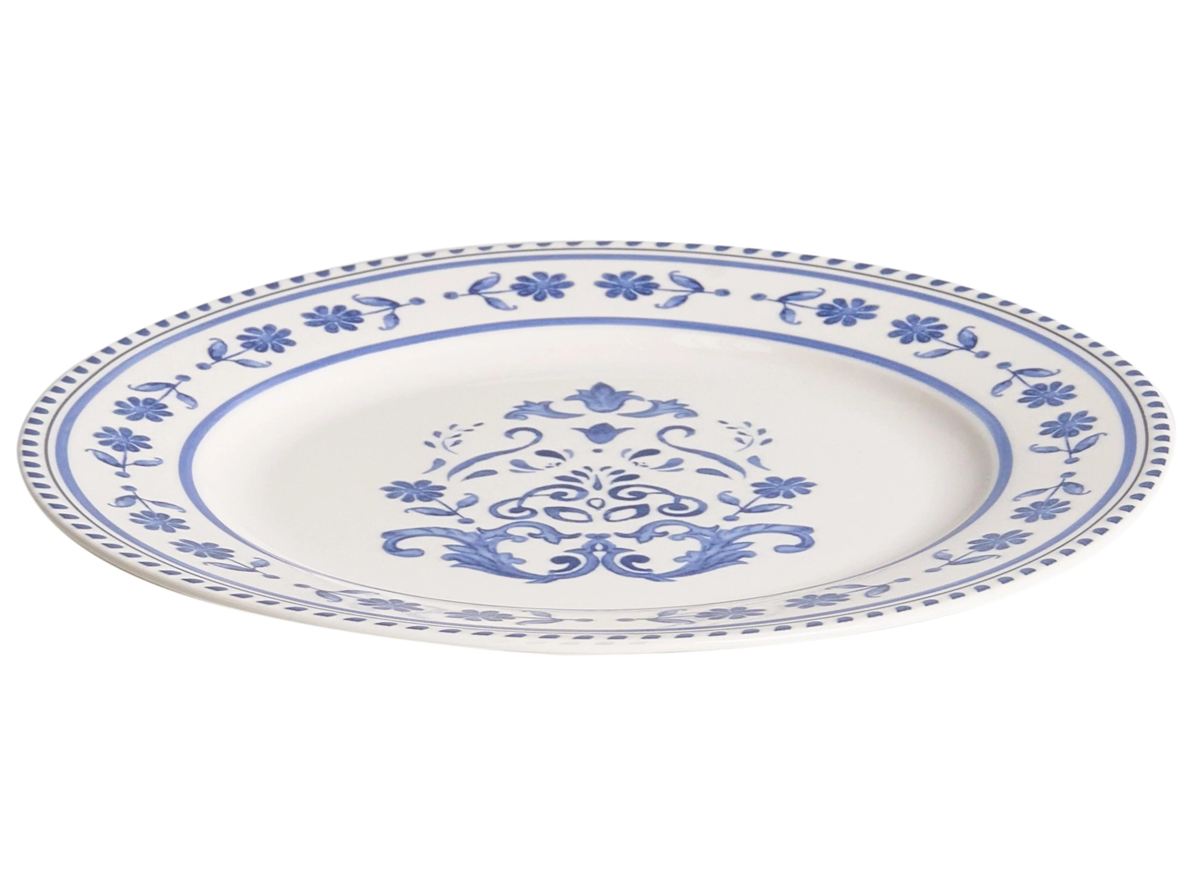 Set de 24 couverts Porcelaine Blanc/Bleu