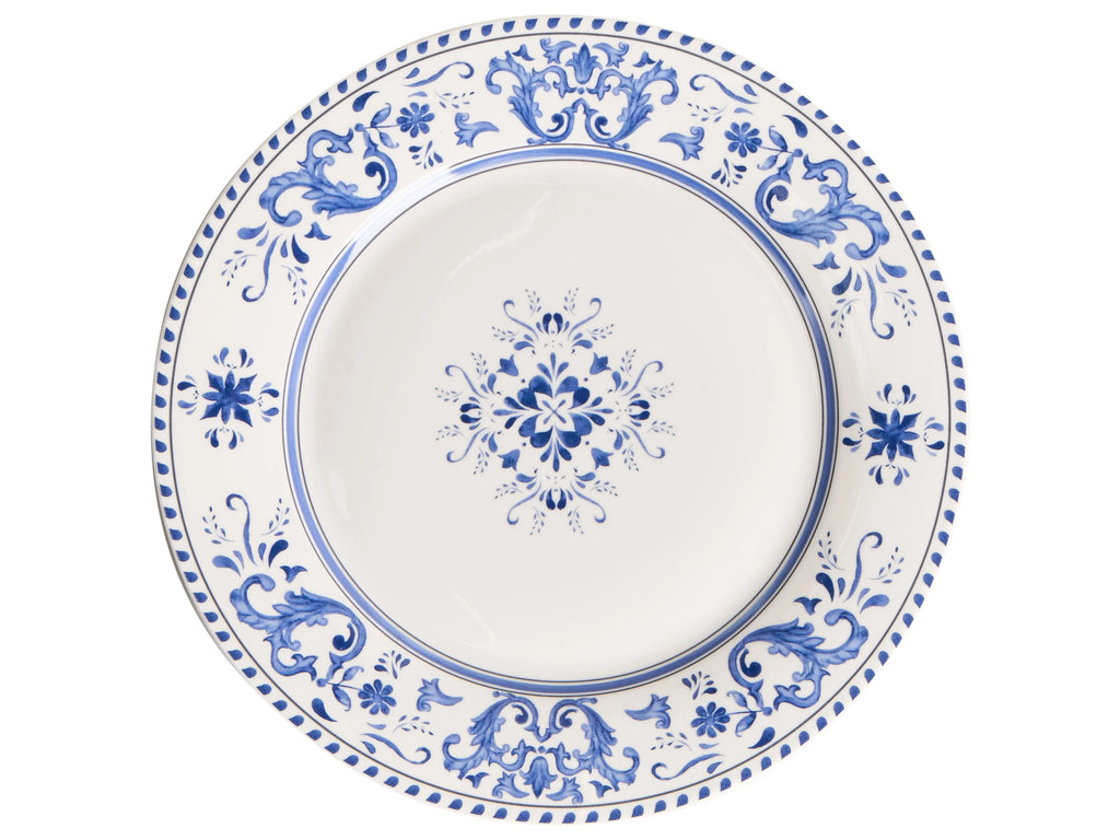 Set de 24 couverts Porcelaine Blanc/Bleu