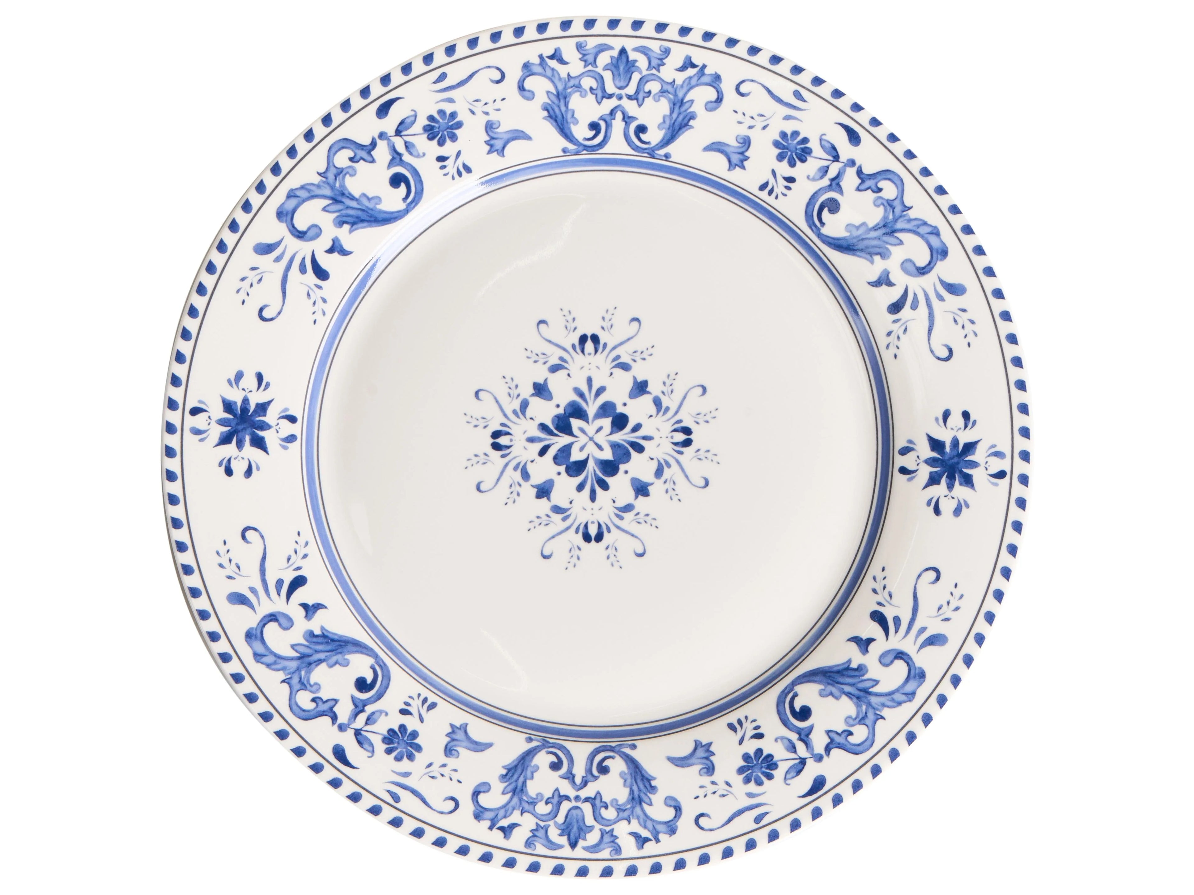 Set de 24 couverts Porcelaine Blanc/Bleu