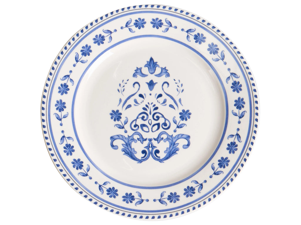 Set de 24 couverts Porcelaine Blanc/Bleu