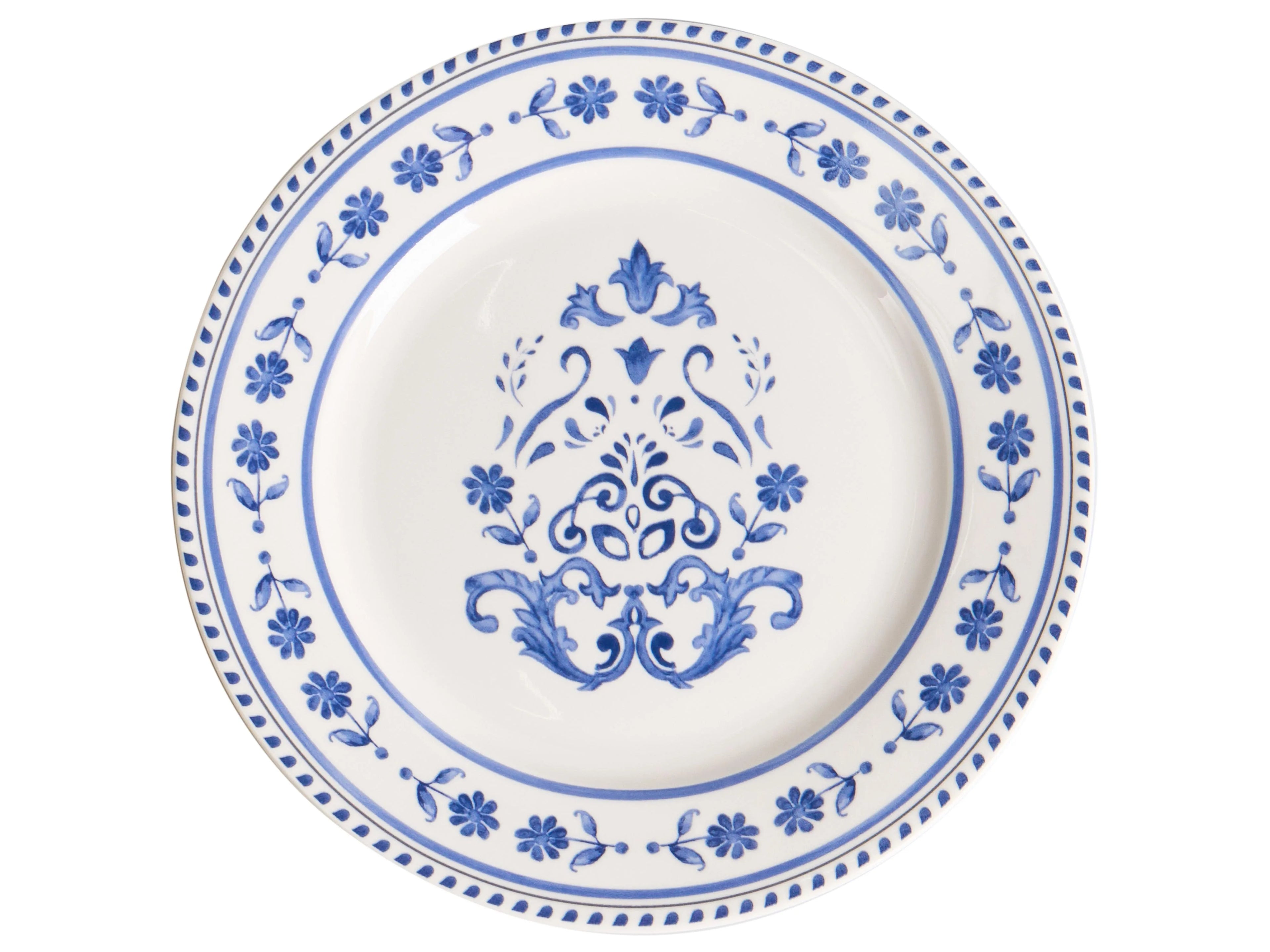 Set de 24 couverts Porcelaine Blanc/Bleu