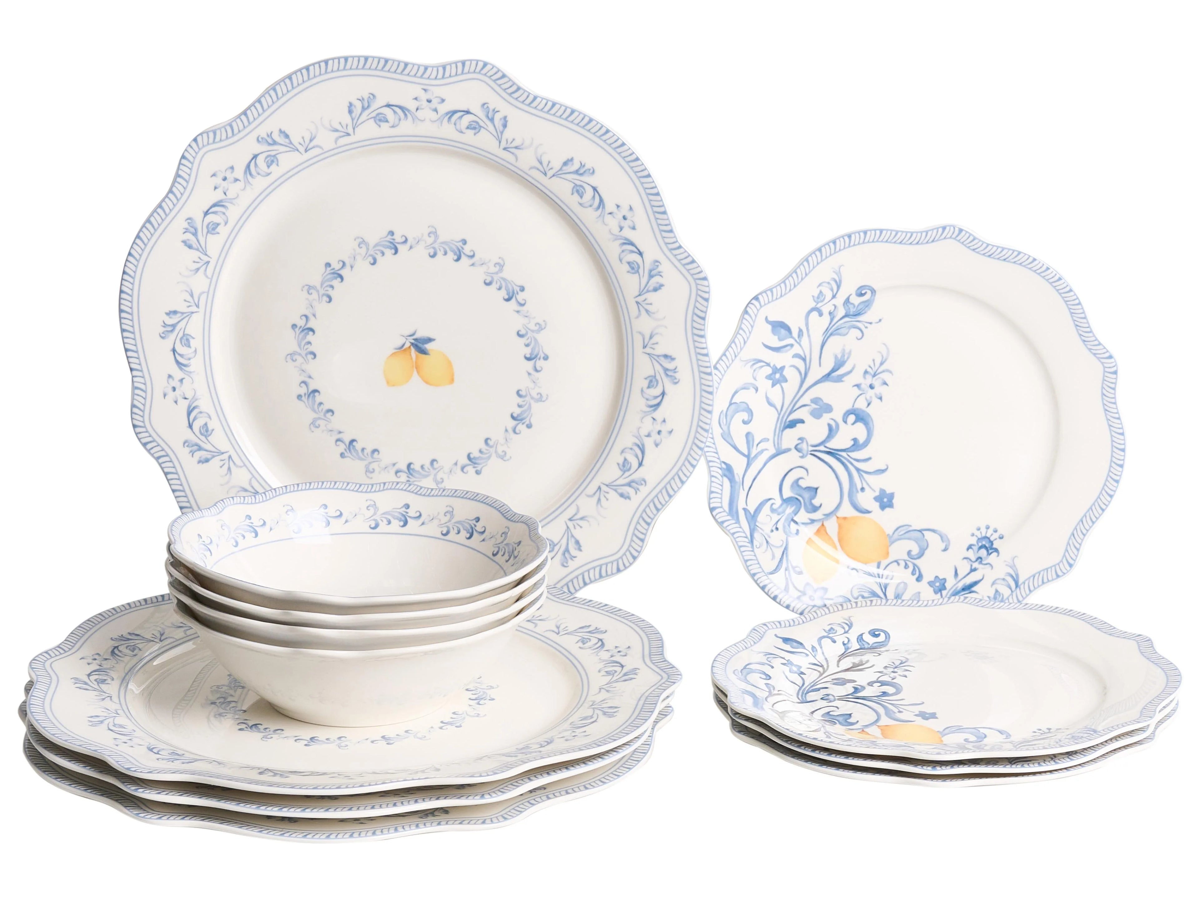 Set di 12 stoviglie LOVAGE Porcellana Bianco