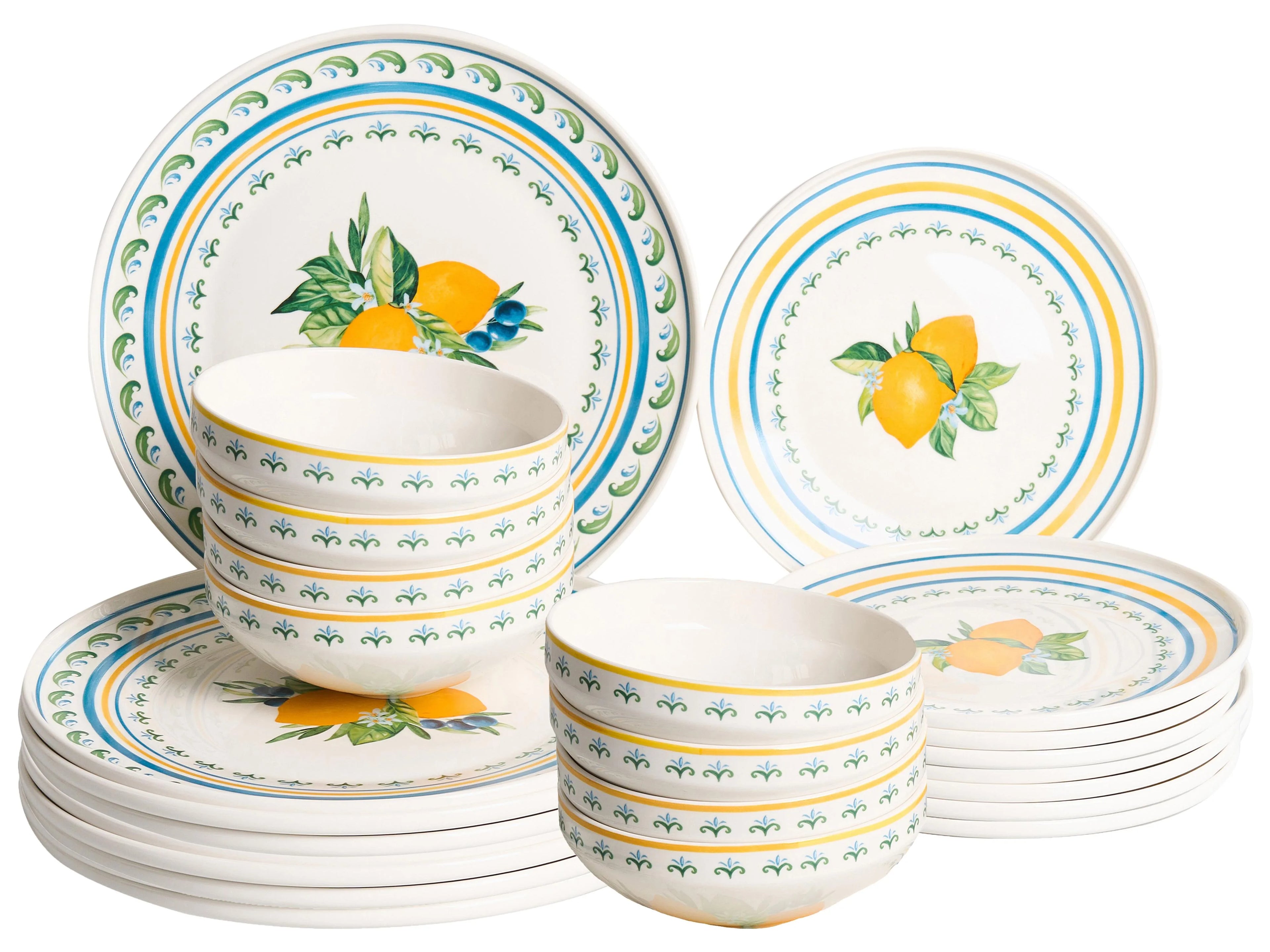 Set di 24 stoviglie TARRAGON Porcellana Bianco/Verde