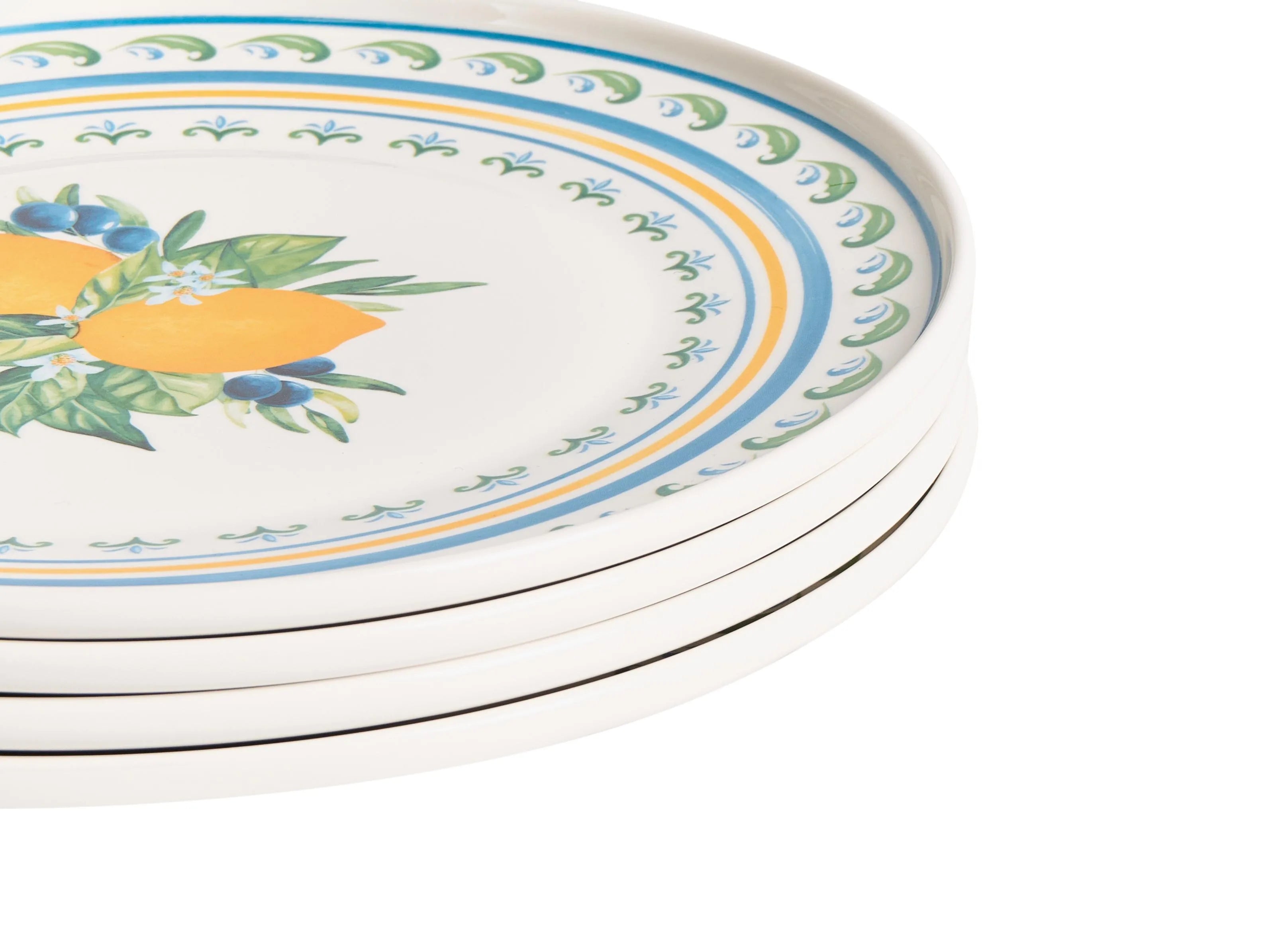Ensemble de 24 couverts Porcelaine Blanc/Vert