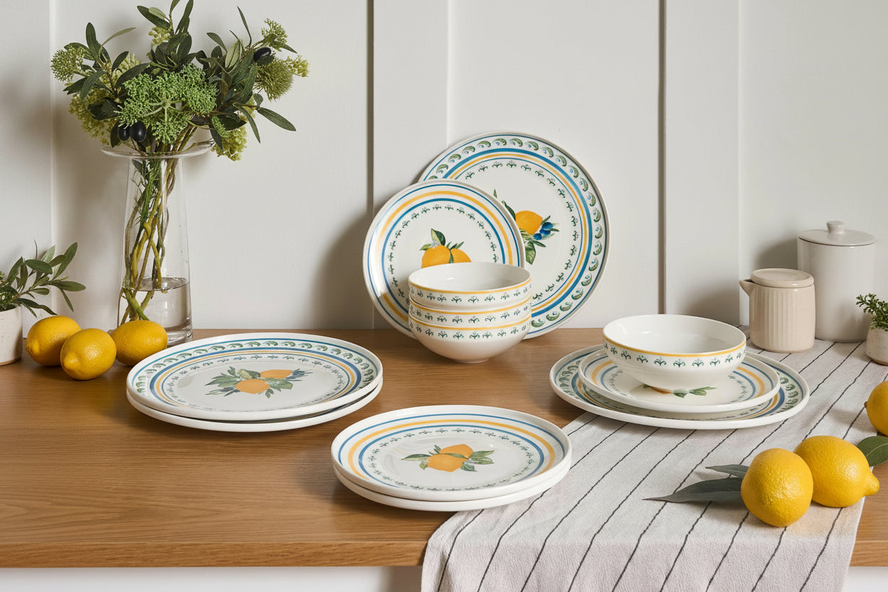 Service de 12 couverts en porcelaine Blanc/Vert